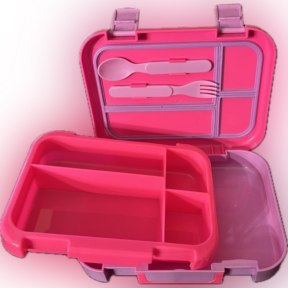 Pink Bento Box with Utensils NWOT